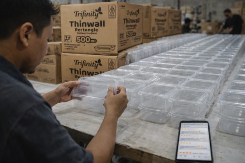 Bukan sekadar ulasan, ini bukti kualitas! ⭐⭐⭐⭐⭐ Ribuan pelanggan di marketplace sudah membuktikan konsistensi wadah Trifinity. Barang yang datang selalu tebal, bening, dan rapat sesuai deskripsi.