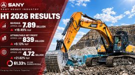 SANY Heavy Industry Catat Pertumbuhan Pendapatan 19,49% pada Semester I-2026, Pendapatan Luar Negeri Capai 61,33%